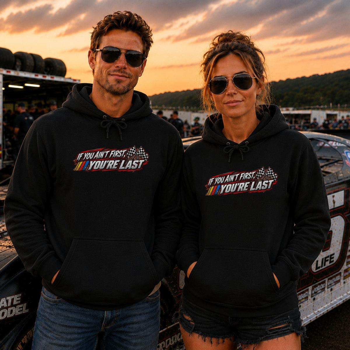 If You Ain't First Your Last Hoodie | Dirt Track Apparel | DraftThis