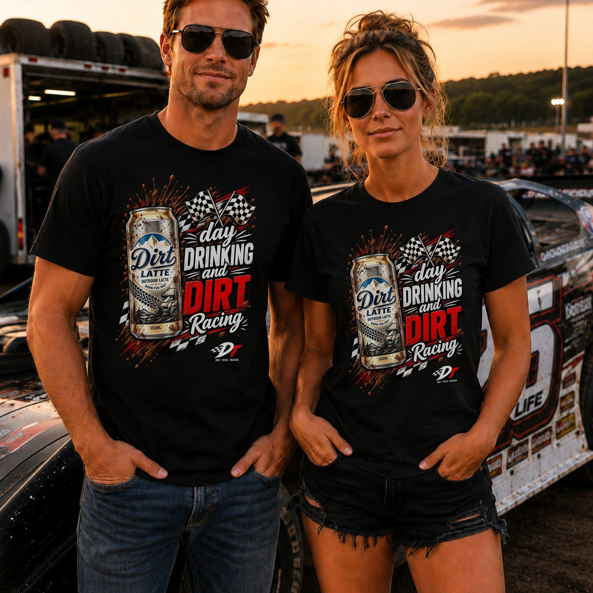 Day Drinking And Dirt Racing T-Shirt | DRAFT THIS