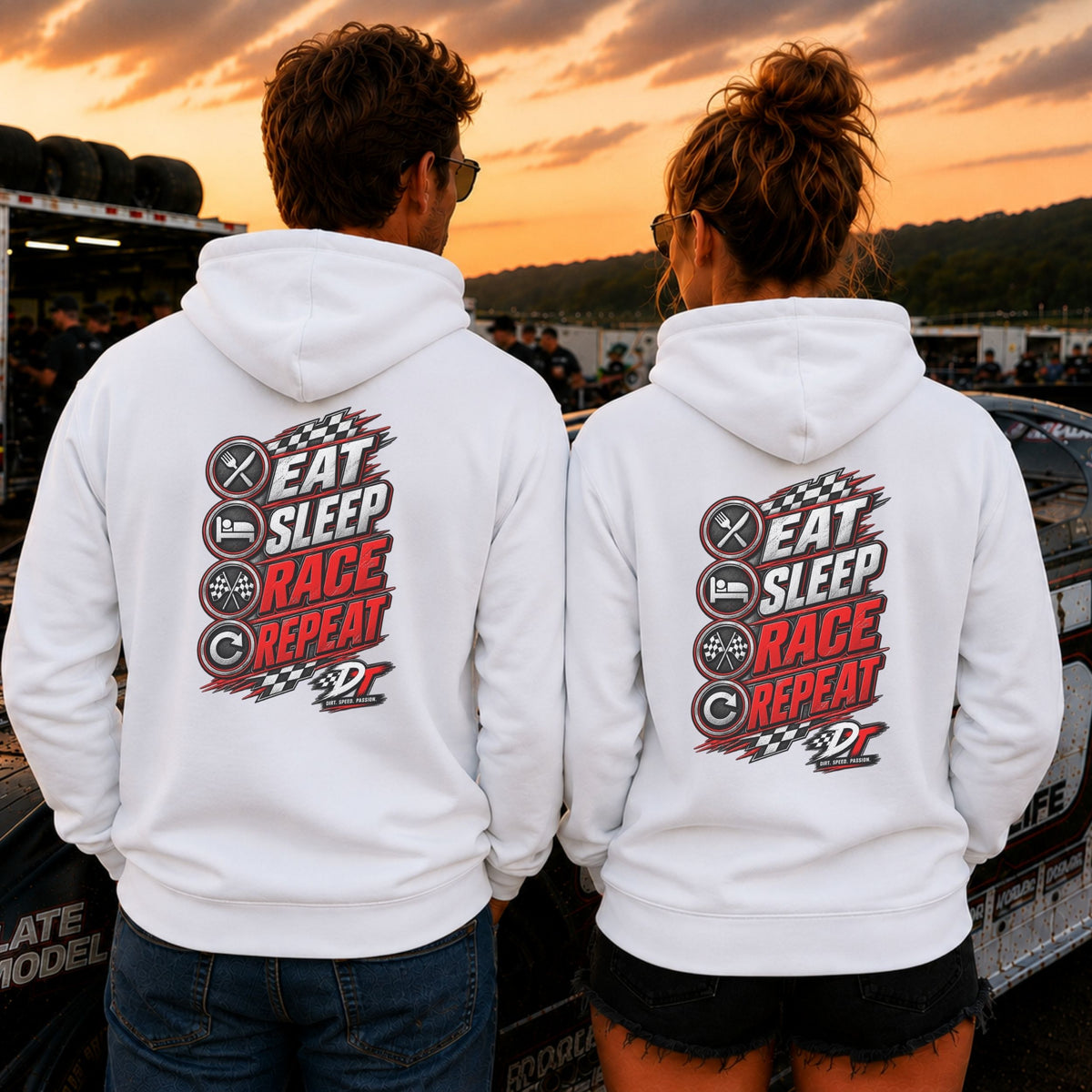 Eat Sleep Race Repeat Hoodie | Dirt Track Apparel | DraftThis