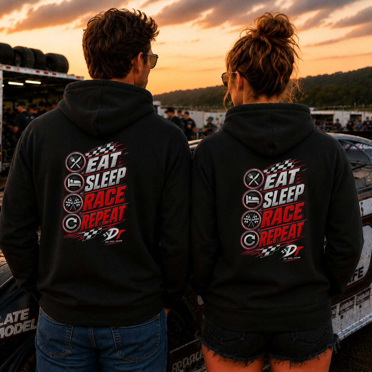 Eat Sleep Race Repeat Hoodie | Dirt Track Apparel | DraftThis